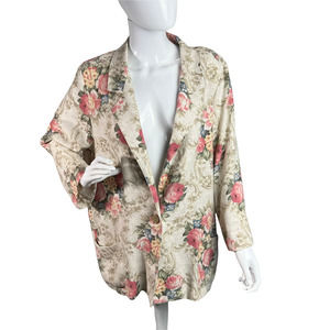 Alice Stuart Floral Vintage Cottage Granola Girl Blazer Size L